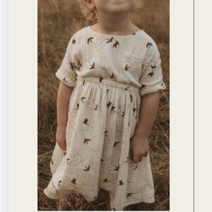 Rylee & Cru dress, cream with little birdies, size 18-24mo, like new